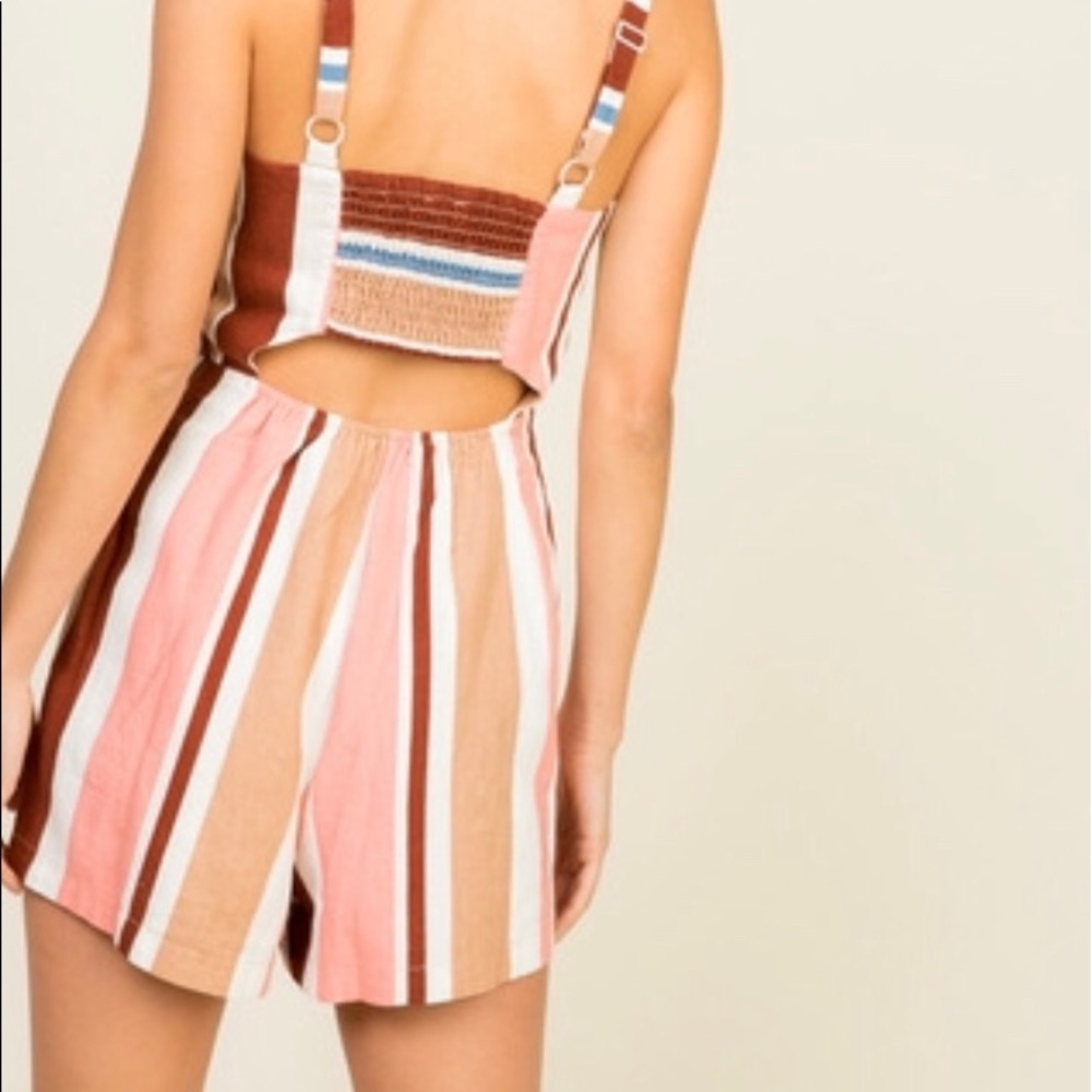 Armora’s | Pink/Brown Striped Romper - Picture 5 of 6